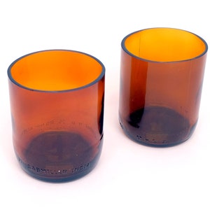 10 Ounce - 300 mL Amber Brown Beer bottle Glasses - Upcycled Cups - Tumblers