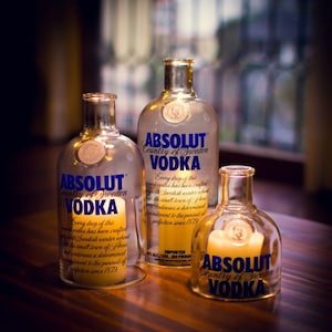 ABSOLUT VODKA bottle Tea Light Hurricane candle cover Trio set