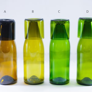 RECYCLED WINE BOTTLE Bed side & dining Carafe Water Flask- Jug Set with 8 oz Glasses