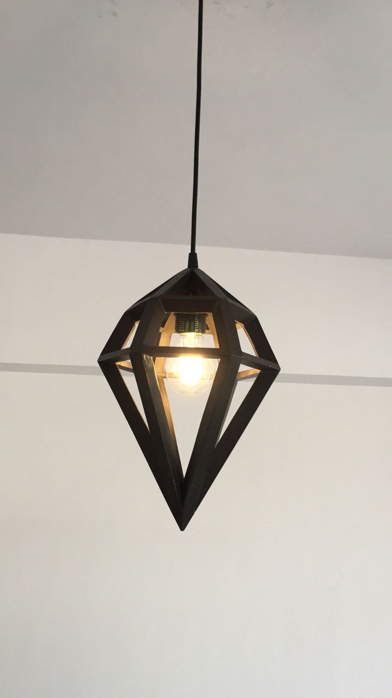 WOODEN PENDANT LIGHT Fixture - Recycled Pallet wood Hanging Lamp image 6