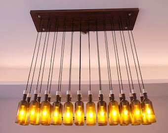 Wine Bottle Light Fixture Chandelier Lighting | Bottle Chandelier | Bottle Hanging Lights for home | Hotels | Bars | Restaurant