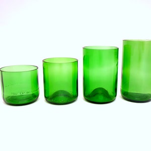8, 10, 12, 16 Ounce Green Wine Bottle Glasses | Upcycled Tumblers | Cups
