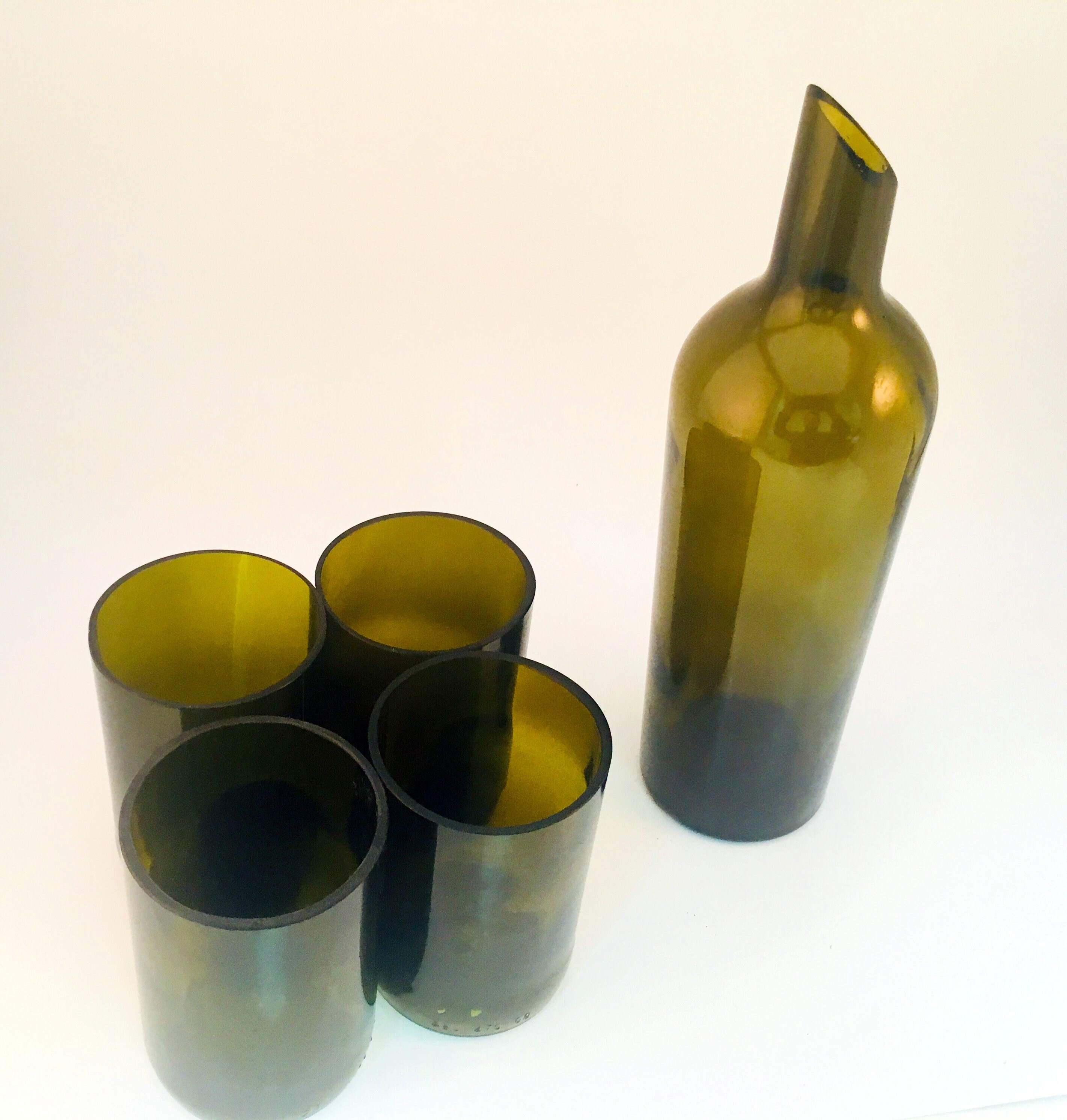 Cut Wine Bottle Tumblers Various Color Wine Bottle Glassware 