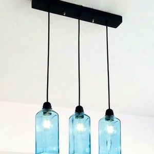 Industrial Light fixture Chandelier Ceiling Lamp Made from Bombay Sapphire Gin Bottle for home,Bar & Kitchen Island image 4