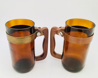 UPCYCLED BEER MUG- Made for recycled Amber Brown beer bottles