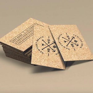 CORK BUSINESS CARDS - 1.5 mm - Printed or Engraved