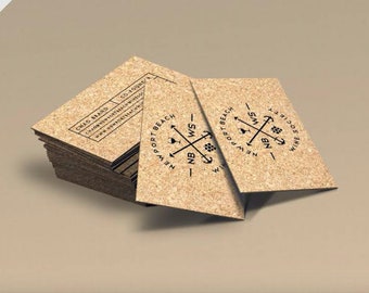 CORK BUSINESS CARDS - 1.5 mm - Printed or Engraved