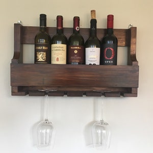 Hand crafted Wine Rack + Wine Glass holder made with Pallet wood