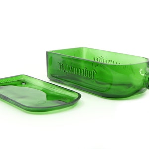 Snack Bowl and flat dish plate set handcrafted from Repurposed Jaegermeister Bottle | Cheese board