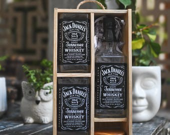 Jack Daniels Glasses | Glassware Gifting Set | Upcycled bourbon whiskey Bottle Tumbler & Dish Bowl | Eco-Friendly Handmade Bar Gift
