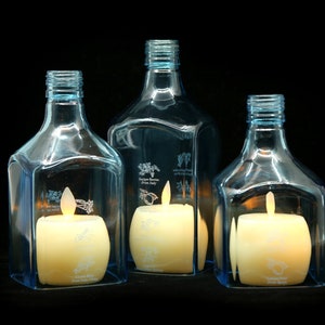 Bombay Sapphire Gin bottle Tea Light Hurricane candle cover Trio set