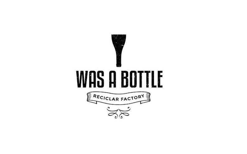 May include: Black and white logo for a recycling factory called "Was a Bottle Reciclar Factory". The logo features a silhouette of a bottle and a banner with the factory name.