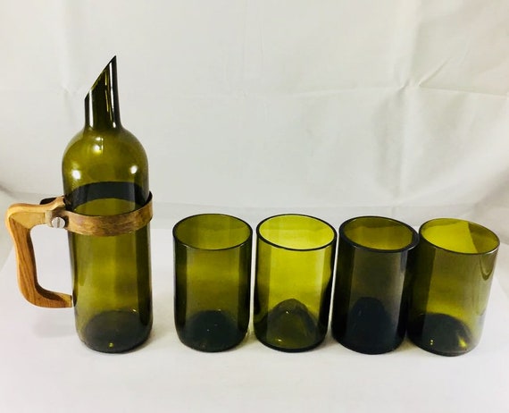 8, 10, 12, 16 Ounce Clear Wine Bottle Glasses Upcycled Tumblers Cups 