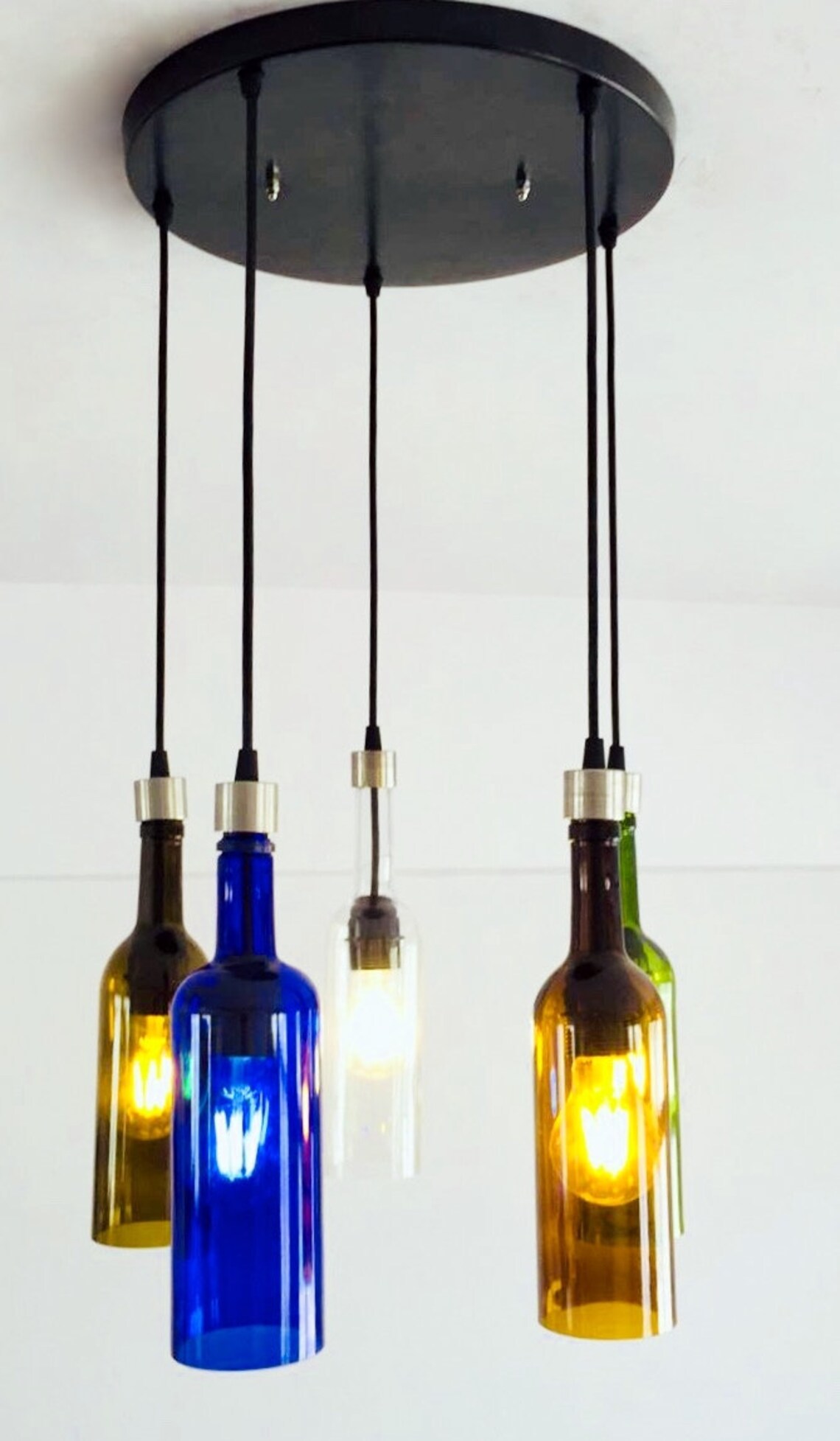 BOTTLE LIGHT FIXTURE Colourful Chandelier Made From Wine and Etsy