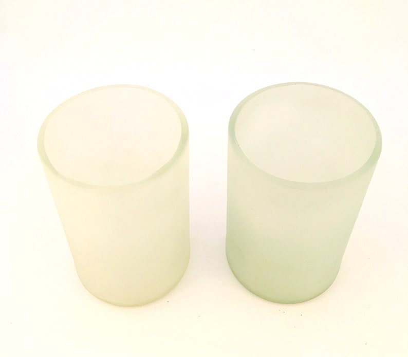 FROSTED 12 OZ WHITE Wine bottle Glasses Up-cycled Tumblers Eco gifts repurposed Bar glasses image 2