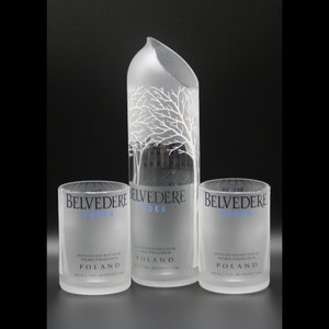 Upcycled Drinkware Set | Repurposed Vodka Bottle | Sustainable Glassware | Jug with glasses | Home Bar Gift | Carafe set with glassware