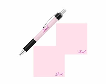 Personalized Baby Pink Sticky Notes and Pen Set