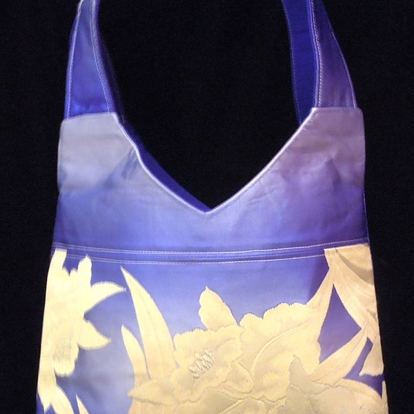 SOLD OUT - Silk Purse Tote (Royal Blue & White Silk - Medium - Example Only, NOT For Sale)