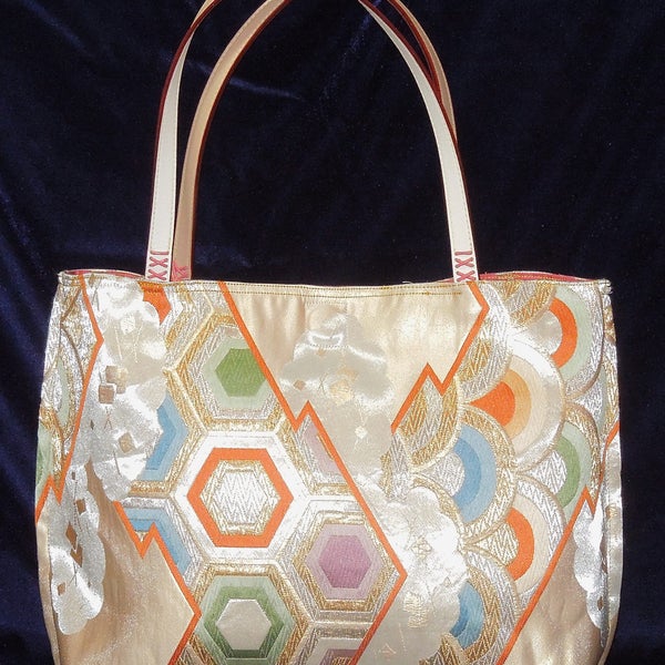 SOLD - SROL Silk Reversible Tote / Purse / Bag  (Maru and Fukuro Obis) Example Only, NOT For Sale