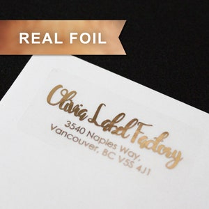 Custom Return Address Labels, Clear Foil Sticker, Rose Gold, Transparent Address Stickers, Return Mailing Stickers, Wedding address labels