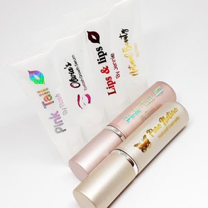 Étiquettes pour gloss, étiquettes pour tubes de gloss, autocollants pour baume à lèvres, étiquettes de produits cosmétiques, autocollant beauté personnalisé, étiquettes transparentes pour maquillage, étiquettes avec logo