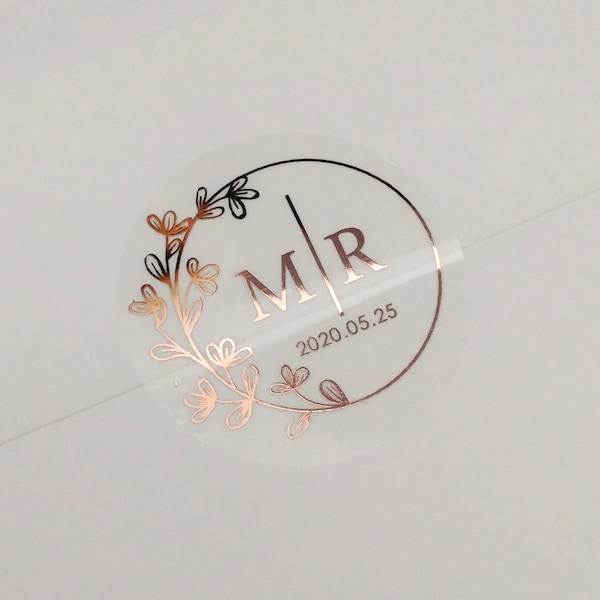 Real Foil Wedding Stickers, Wedding Favor Labels, Foiled Envelope Seal Stickers, Customized Wedding Labels,