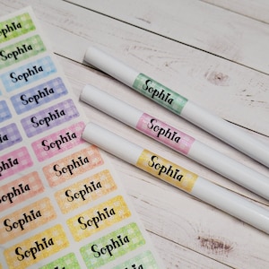 Mini autocollant imperméable à carreaux, étiquettes de garderie, étiquettes pour enfants, étiquettes d'école, étiquettes de nom imperméables