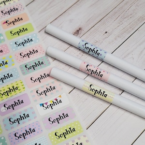 Sticker imperméable à motif enfants mignons, étiquettes de garderie, étiquettes pour enfants, étiquettes d'école, étiquettes de nom imperméables