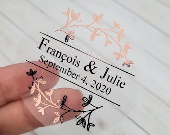 Personalized Clear Wedding Stickers: Custom Favor & Envelope Seals
