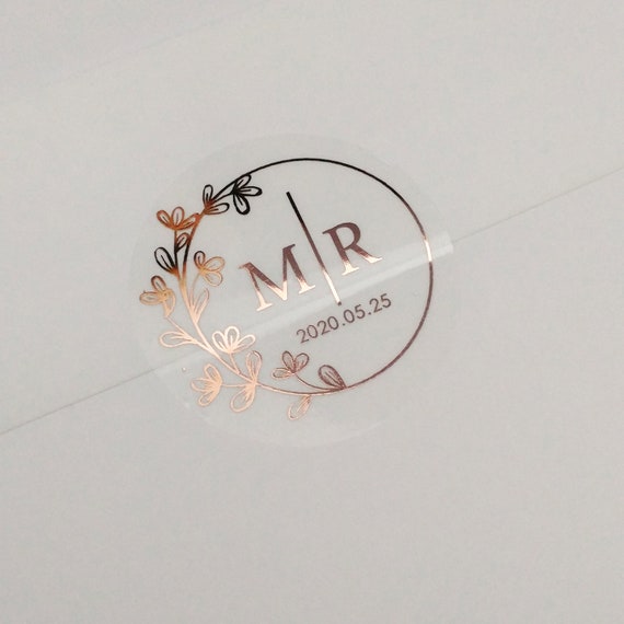 100PCS Real Rose Gold Foil Save The Date Wedding Stickers Wedding Favor Stickers Save The Date Labels Stickers Envelope Seal Bridal Shower Stickers