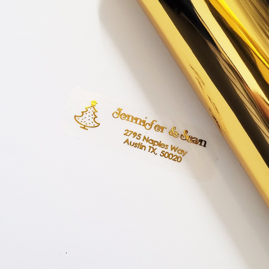 0.8x2.3 Inch Christmas Address Labels, Foil Color Labels, Gold, Xmas