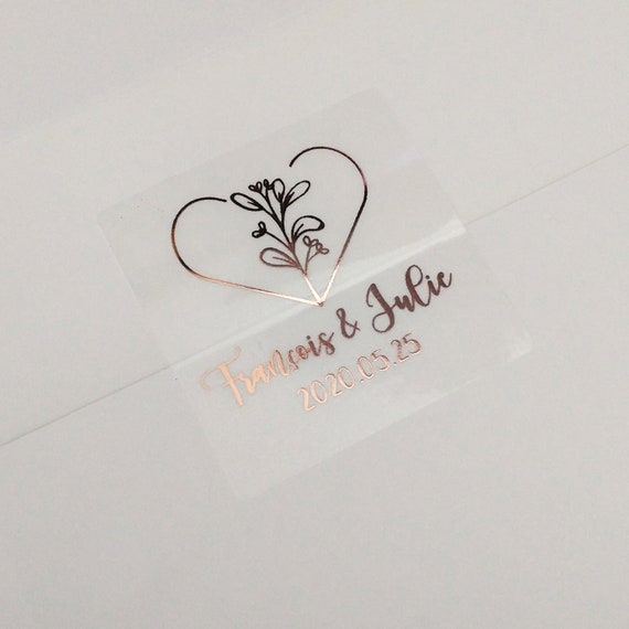 Personalised wedding envelope seal sticker gloss Black Rectangle White  print