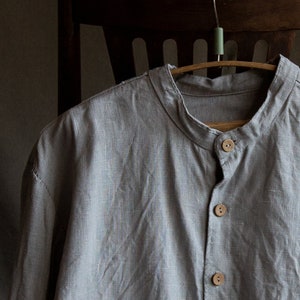 Off White Mens Linen Shirt EARTH. Pale Blue Light Grey Linen - Etsy