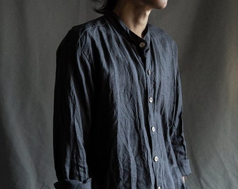 Men's linen shirt EARTH men's linen clothing black charcoal shirt for man grey linen long sleeve shirt loose linen jacket pure linen boho