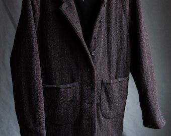 Women's jacket EUGENE, chestnut stripes dark brown wool, boiled and felted
