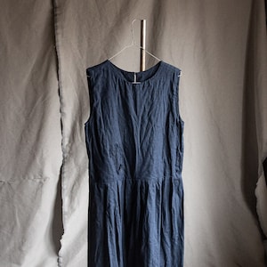 XS-S Size MIDNIGHT Dress in Dark Blue Medium Weight Linen. Boro ...
