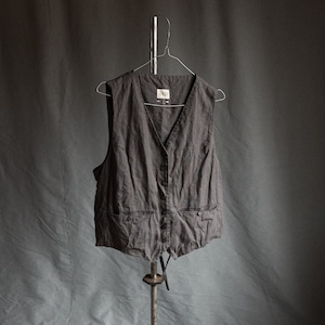 Men's dark grey linen waistcoat MILL. Linen vest vintage antique clothing classical raw linen flax rustic hand stitched avant garde