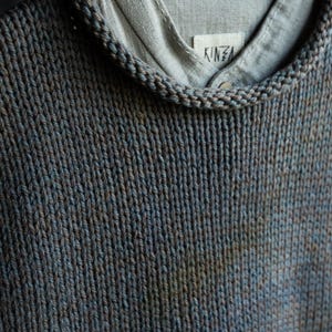 Knitted vest LEAF. Natural wool hand dyed woolen vest women&#39;s vest hand knitted grey rust sweater cloudy minimalist winter jumper warm loose