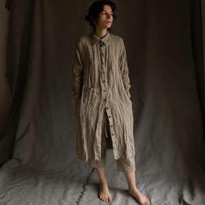 Linen Sackcloth Dress FOREST. Linen Womens Clothing Duster - Etsy