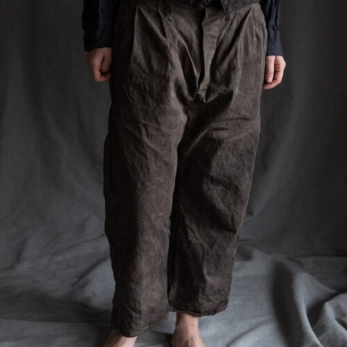 Grey Linen Pants HEMINGWAY. Buttoned Trousers Woolen Pants - Etsy