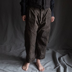 Grey Cotton Pants HEMINGWAY. Naturally Dyed Buttoned Trousers - Etsy