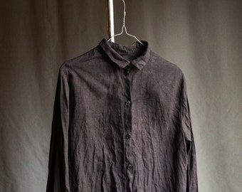 Dark Striped Shirt TWILIGHT. Cotton Women Clothing Vintage Blouse ...