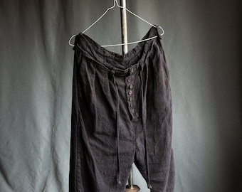 Men's pants DICKENS, heavy textured linen naturally dyed into blueish grey shades