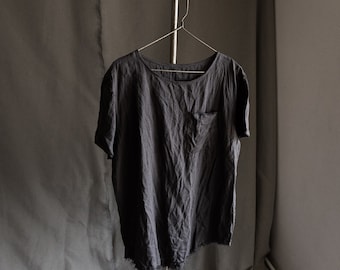Men's t-shirt INK, off black medium weight linen