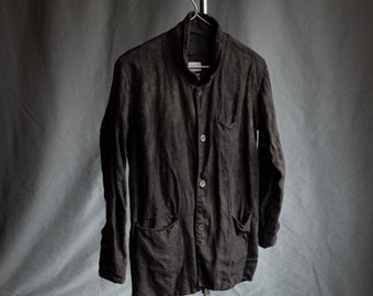 Hand dyed men's linen blazer POE. Linen jacket naturally dyed linen antique victorian clothes mens handwoven coat vintage duster avant garde