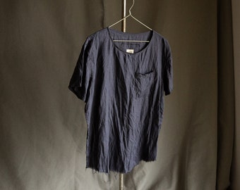 L size | Men's linen t-shirt INK, dusty blueish medium weight linen