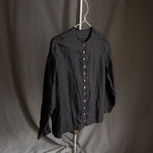 Men's Black Linen Shirt SALT. Linen Mens Clothing Vintage Blouse ...