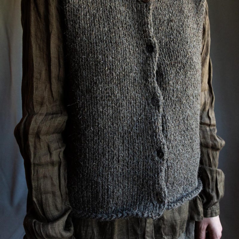 Rustic Knit Wool Vest Etsy