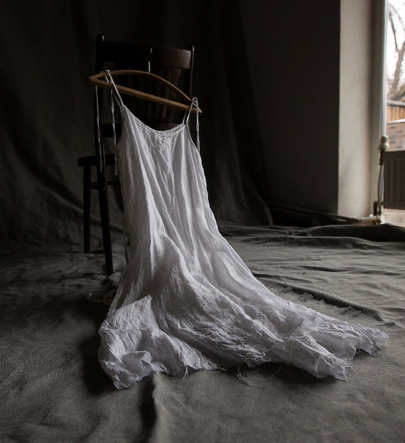 white linen flowy dress
