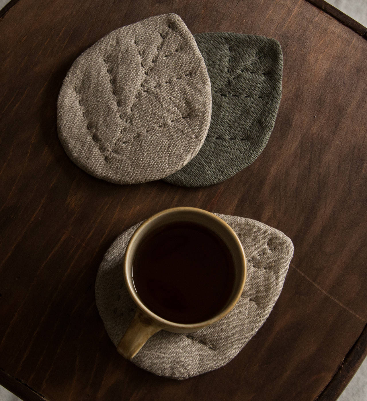 Linen coasters linen leaf set of coasters linen placemat leaves coast…